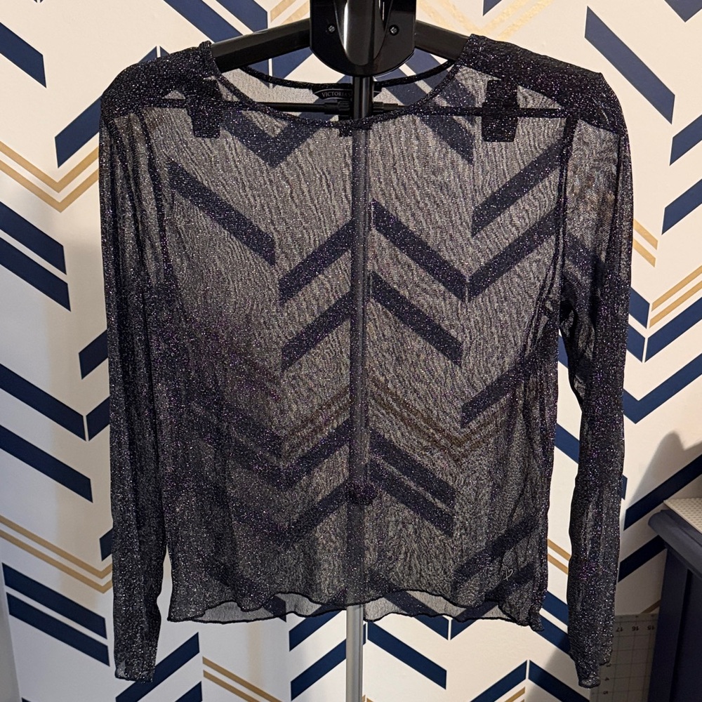Victoria's Secret Black Sheer Sparkle Blouse